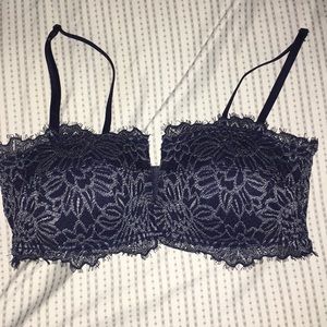 Aerie Navy Blue Lace V-Cut Bralette